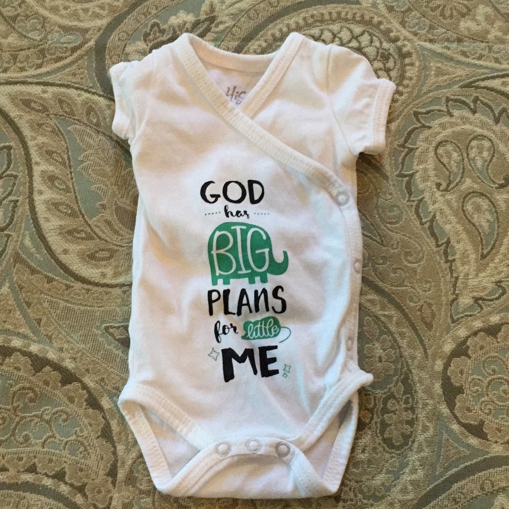 In His Hands- Preemie onesie 100% organic cotton